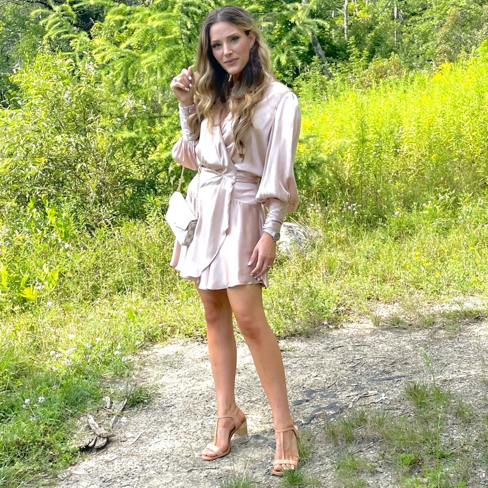 Zimmerman Wrap Silk Mini Dress in pink